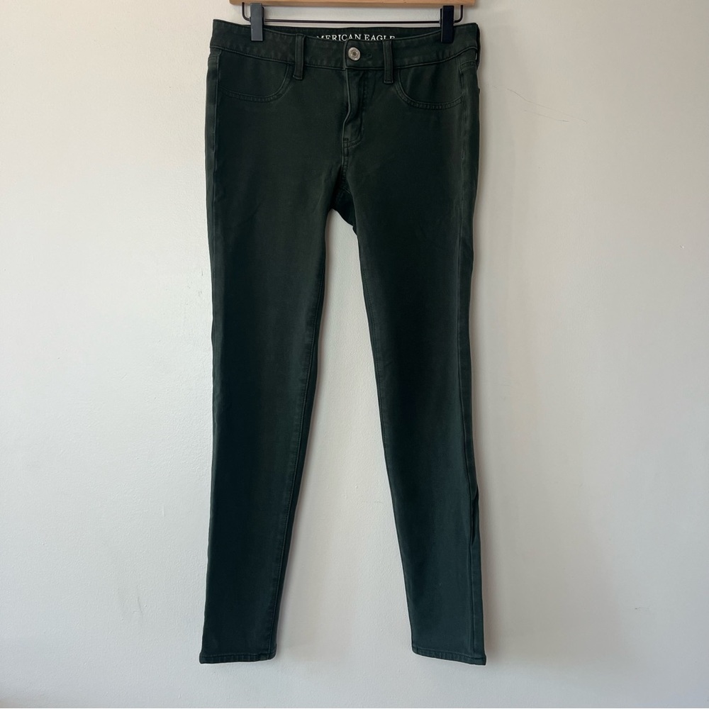 American Eagle Outfitters AEO Knit Dark Green Super Stretch Jeggings 8 Long
